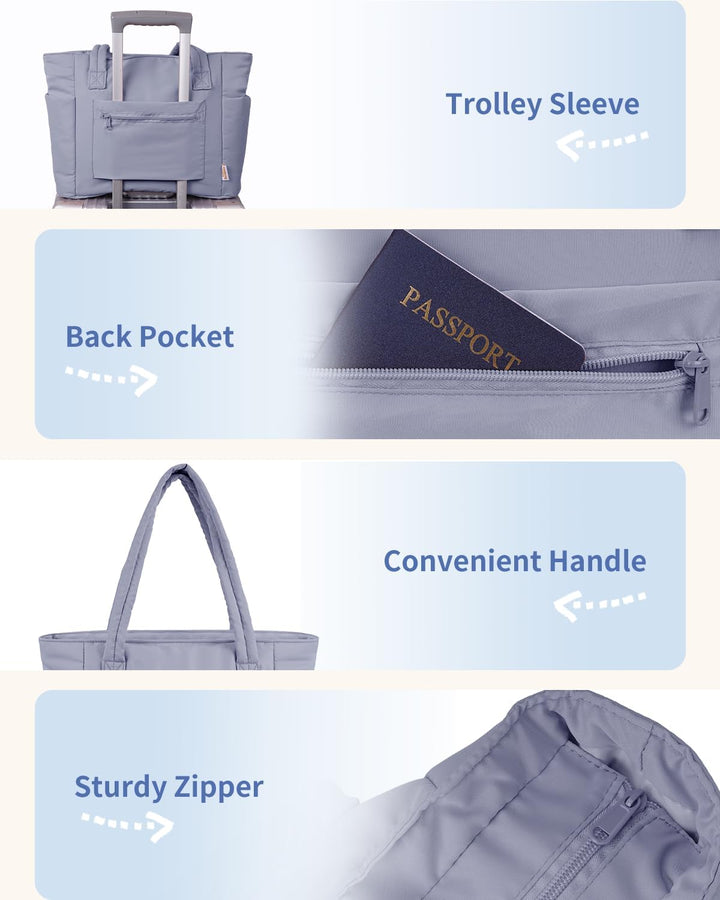 Bolso tote acolchado con portavasos y compartimento para portátil para viajes y trabajo