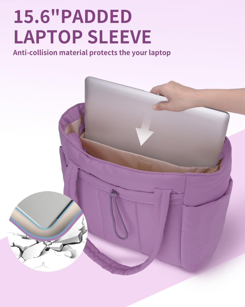 Bolso tote acolchado con portavasos y compartimento para portátil para viajes y trabajo