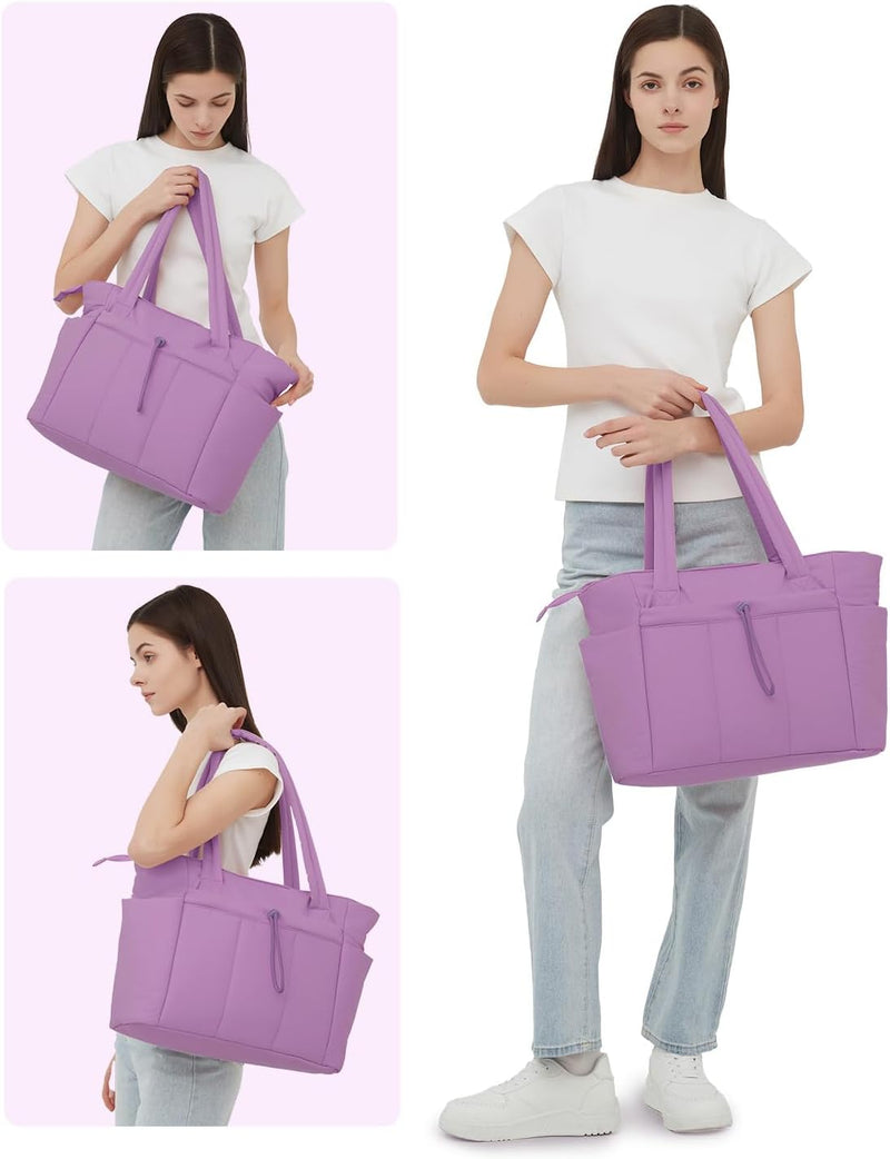 Bolso tote acolchado con portavasos y compartimento para portátil para viajes y trabajo