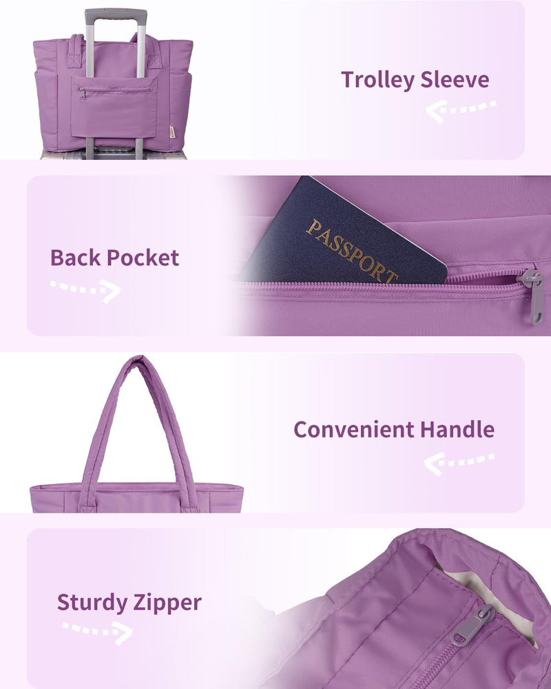 Bolso tote acolchado con portavasos y compartimento para portátil para viajes y trabajo