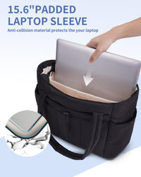 Bolso tote acolchado con portavasos y compartimento para portátil para viajes y trabajo