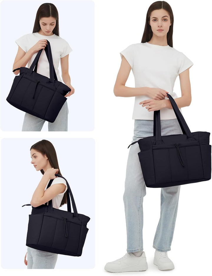 Bolso tote acolchado con portavasos y compartimento para portátil para viajes y trabajo