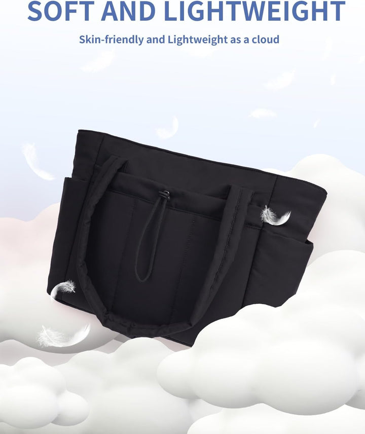 Bolso tote acolchado con portavasos y compartimento para portátil para viajes y trabajo