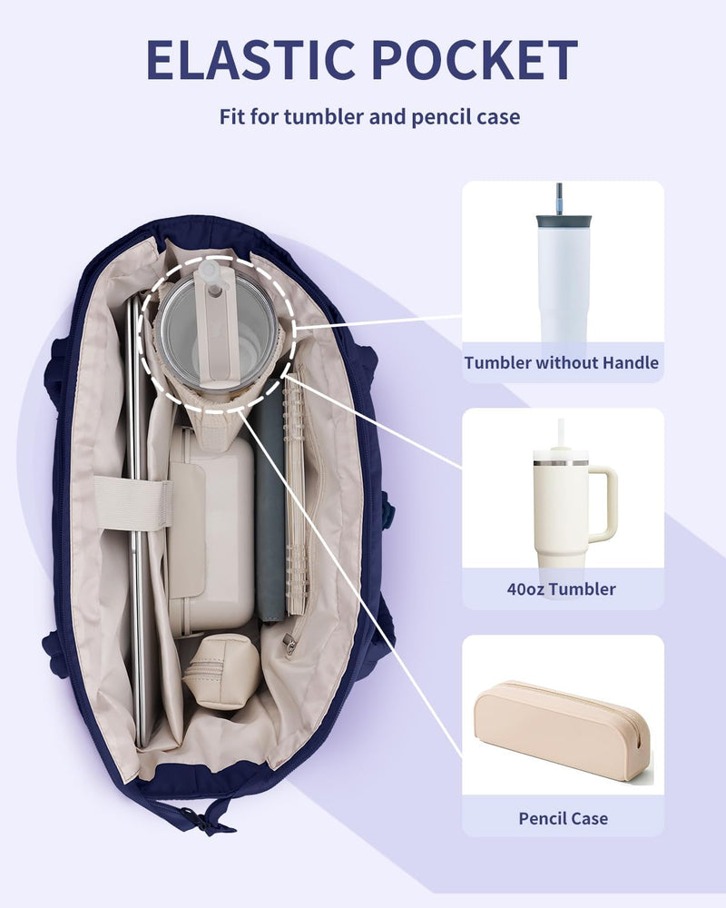 Bolso tote acolchado con portavasos y compartimento para portátil para viajes y trabajo