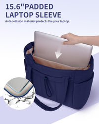 Bolso tote acolchado con portavasos y compartimento para portátil para viajes y trabajo
