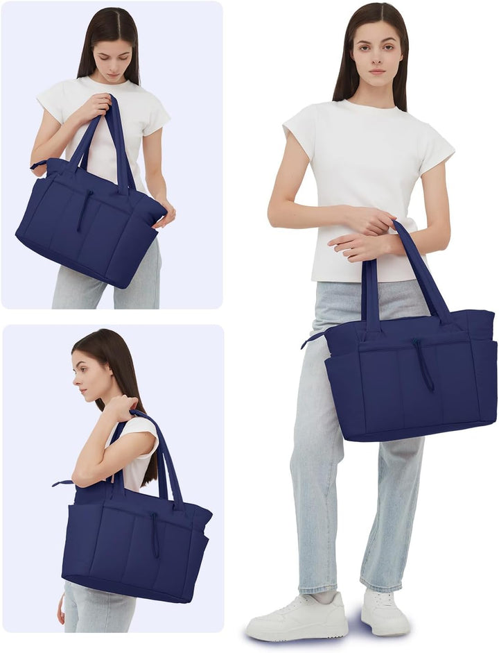 Bolso tote acolchado con portavasos y compartimento para portátil para viajes y trabajo