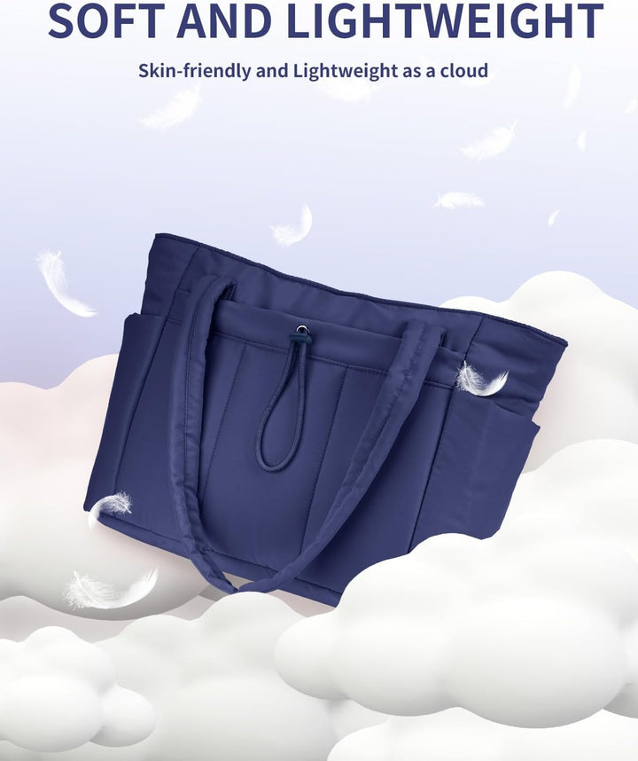 Bolso tote acolchado con portavasos y compartimento para portátil para viajes y trabajo