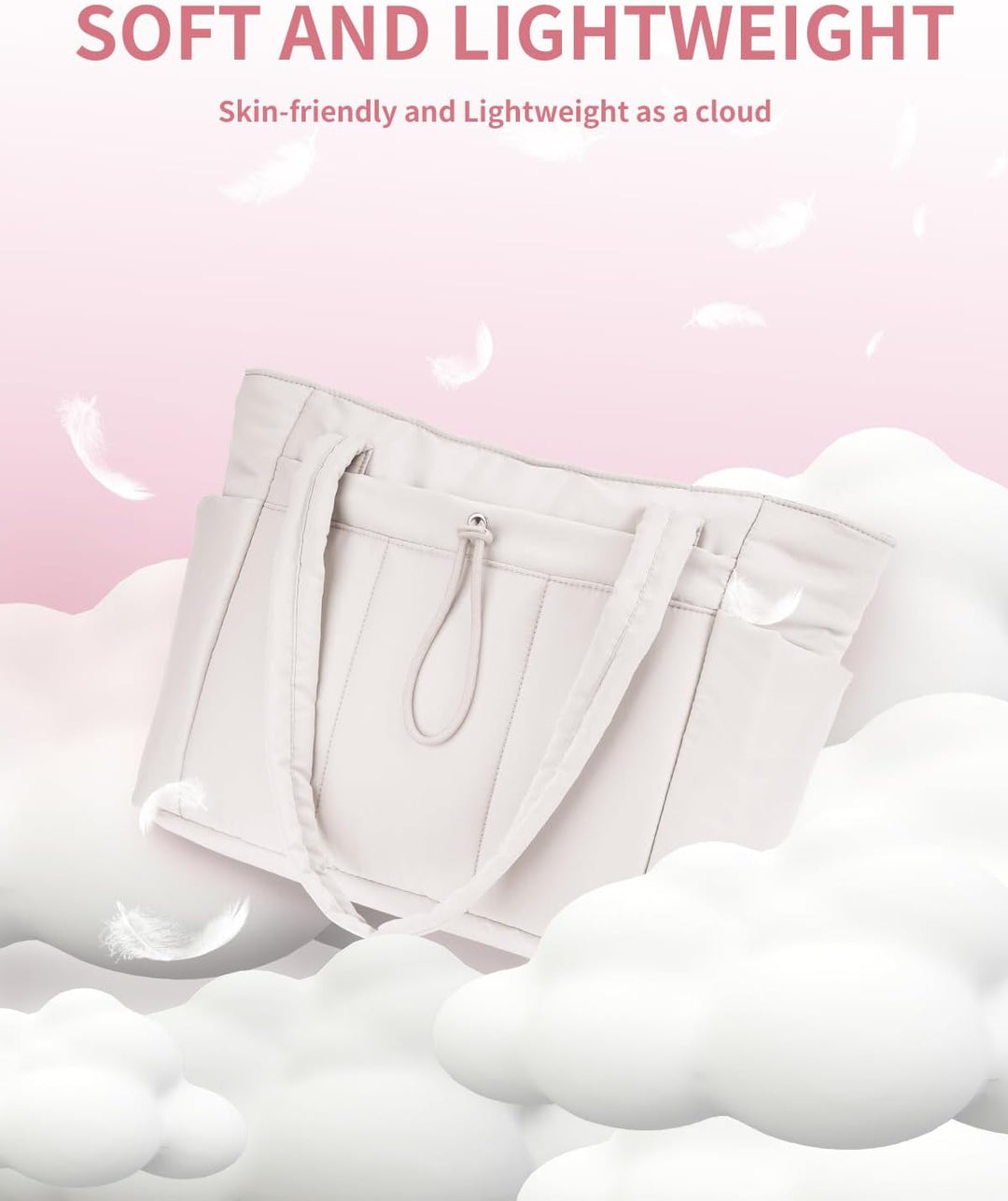 Bolso tote acolchado con portavasos y compartimento para portátil para viajes y trabajo