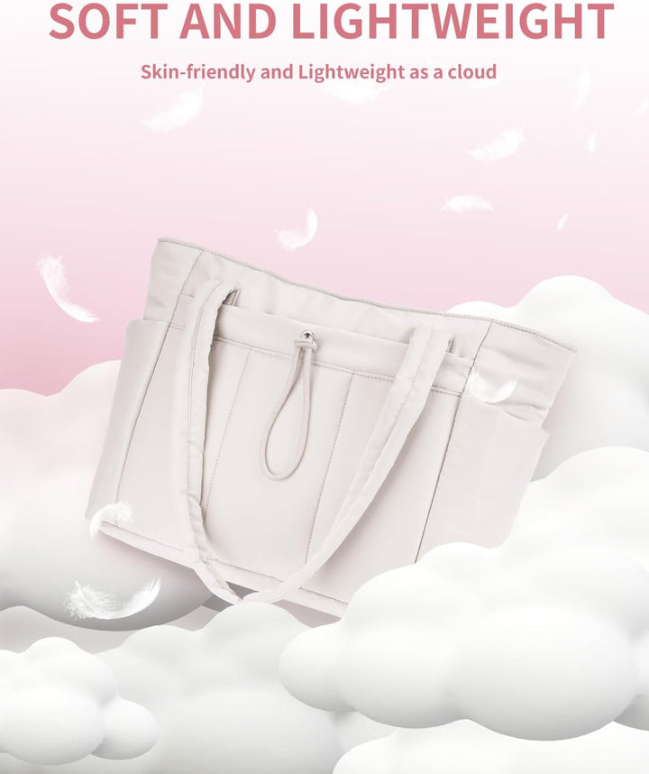 Bolso tote acolchado con portavasos y compartimento para portátil para viajes y trabajo