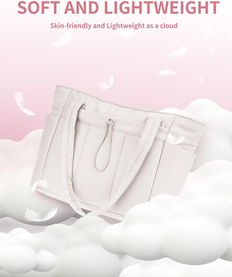 Bolso tote acolchado con portavasos y compartimento para portátil para viajes y trabajo