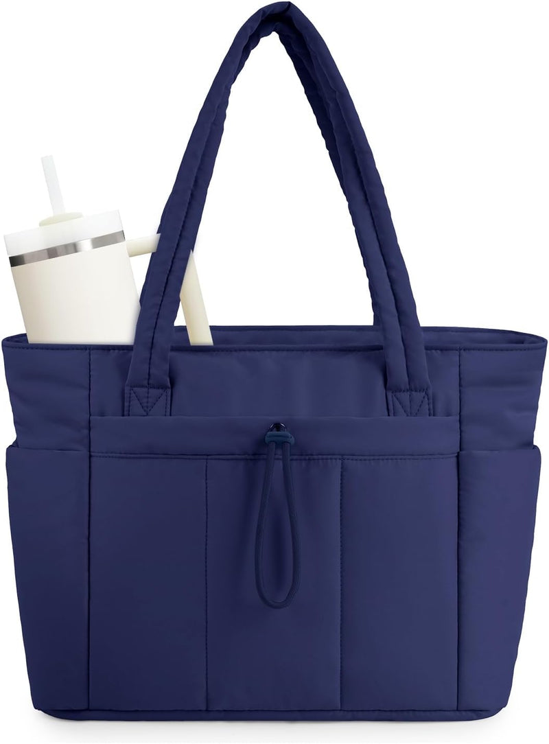 Bolso tote acolchado con portavasos y compartimento para portátil para viajes y trabajo