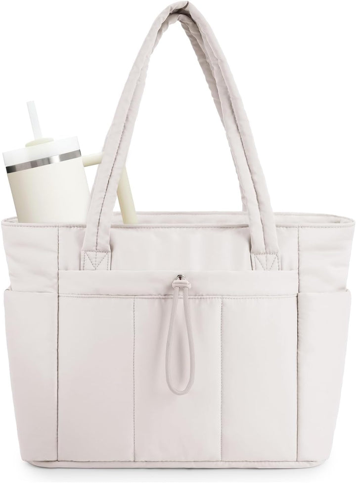 Bolso tote acolchado con portavasos y compartimento para portátil para viajes y trabajo