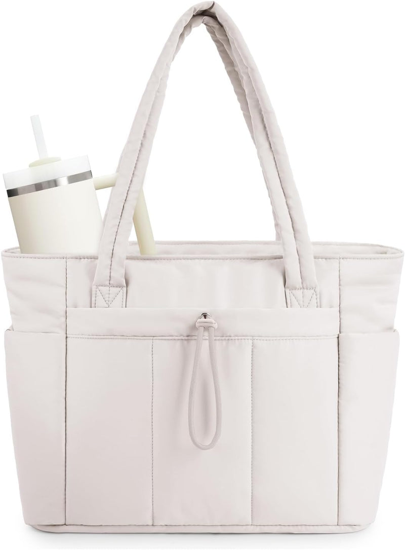 Bolso tote acolchado con portavasos y compartimento para portátil para viajes y trabajo