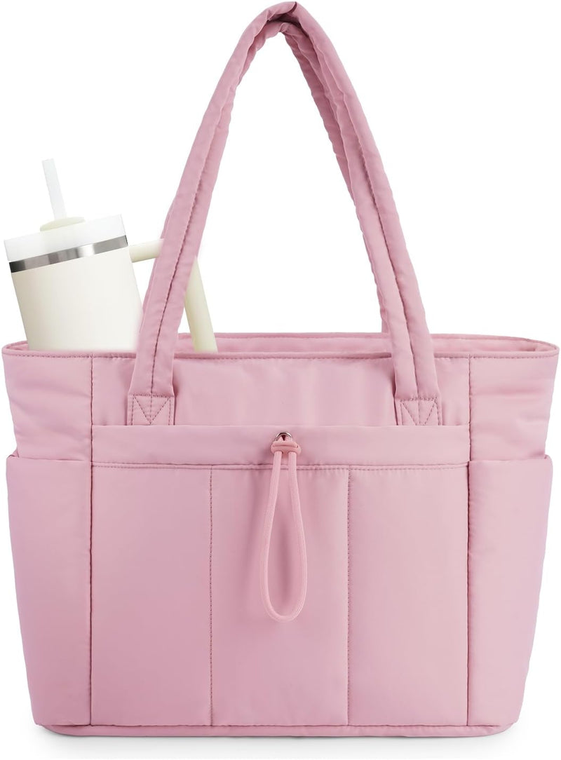 Bolso tote acolchado con portavasos y compartimento para portátil para viajes y trabajo