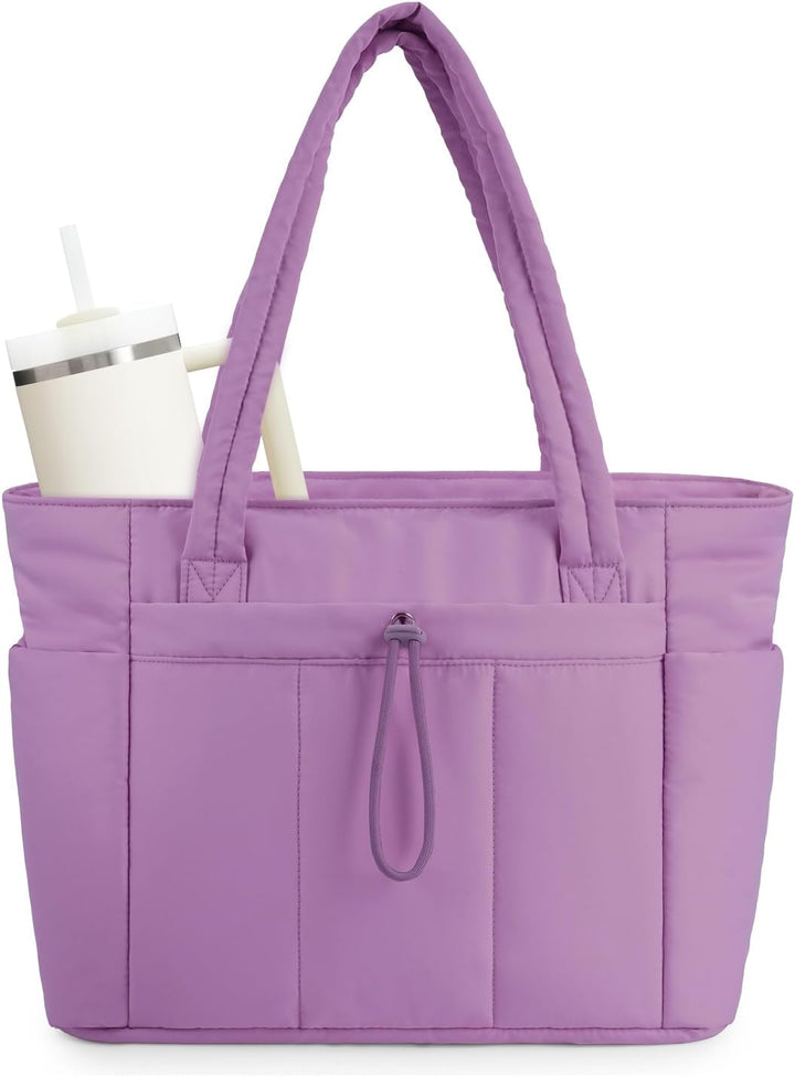 Bolso tote acolchado con portavasos y compartimento para portátil para viajes y trabajo