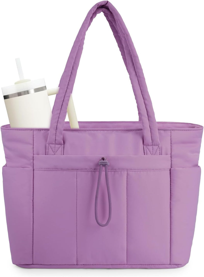 Bolso tote acolchado con portavasos y compartimento para portátil para viajes y trabajo