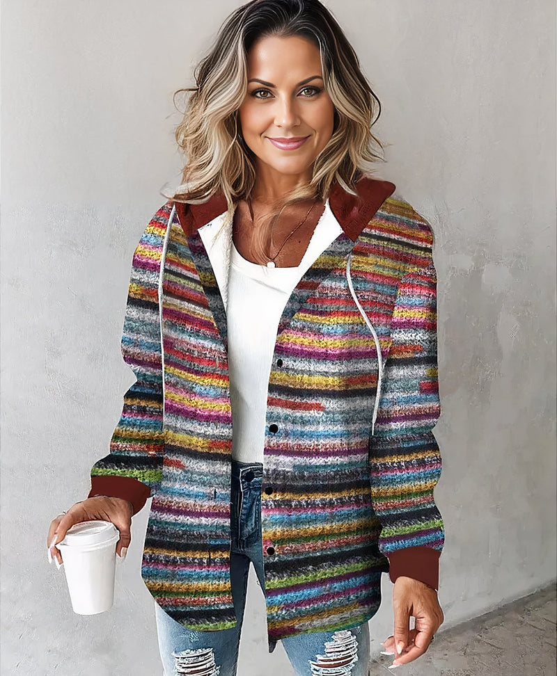 Warm knitted women's jacket with hood – Noëlle