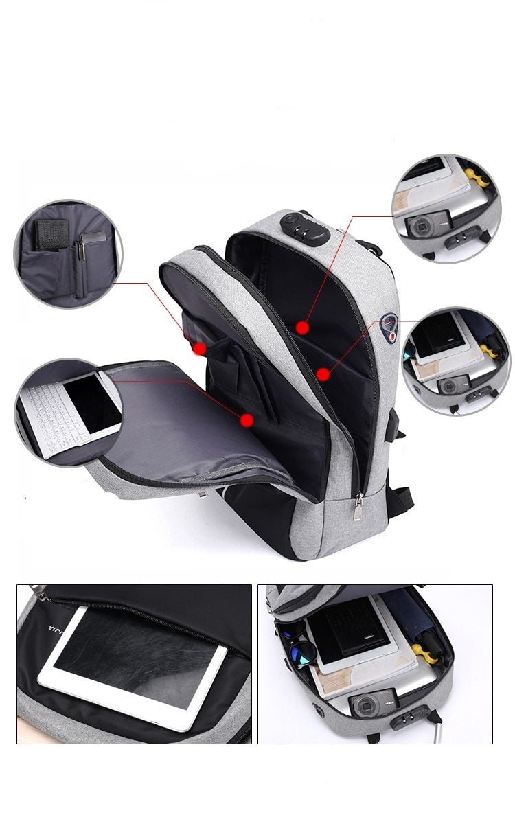 Waterproof Anti-Theft Backpack with USB Charging Port – SafeCarry