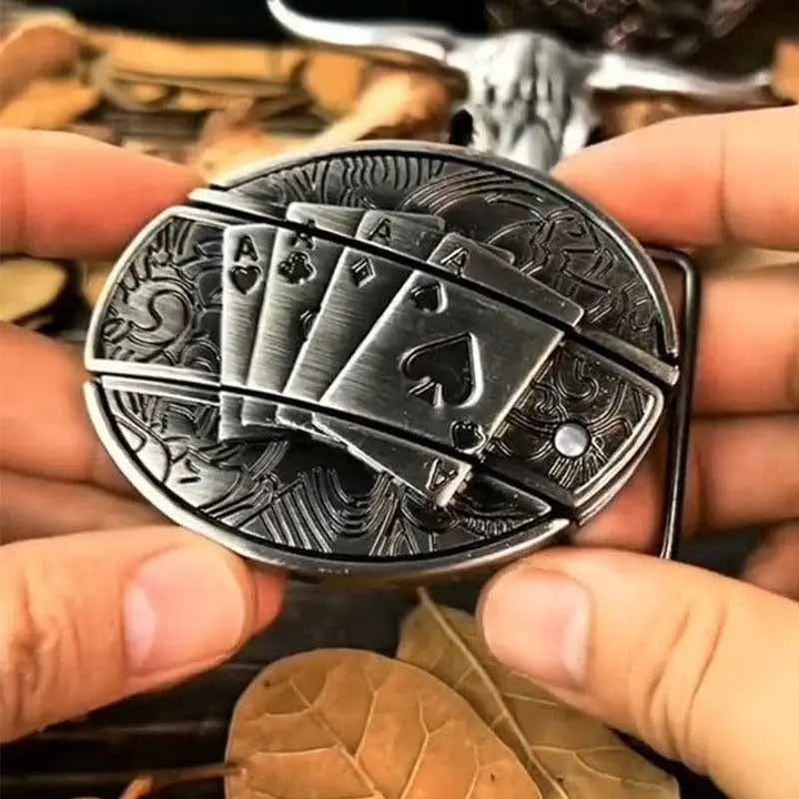 Oval Bull Skull Belt Buckle with Hidden Knife 6