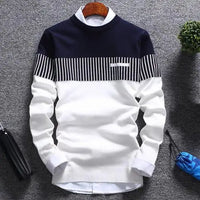 Men's knitted sweater with stripes and colour block design – Matteo