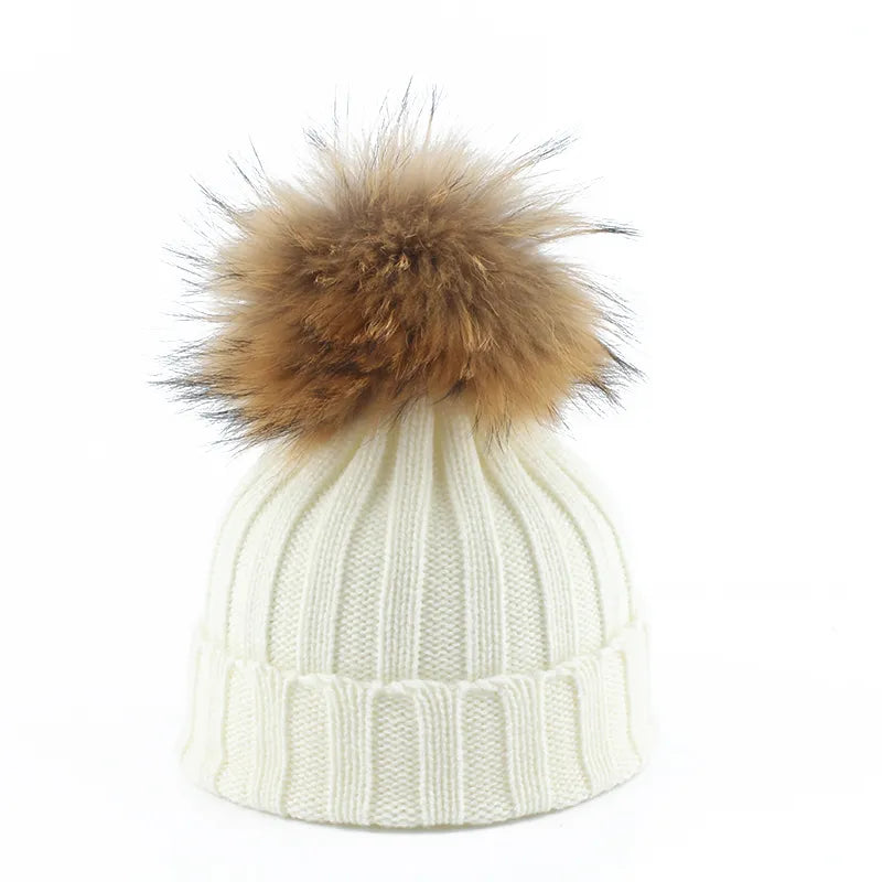 Strikket vinter pompom hue - Felina