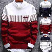 Men's knitted sweater with stripes and colour block design – Matteo
