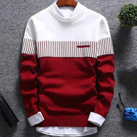 Men's knitted sweater with stripes and colour block design – Matteo