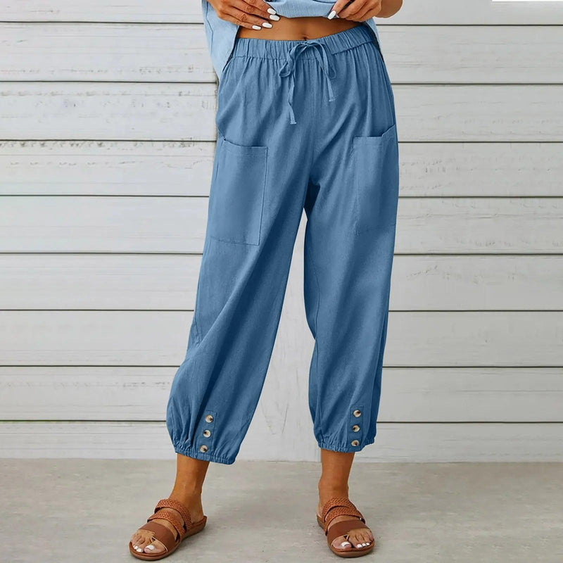 Leichte Sommer-Leinenhose mit Kordelzug & weitem Schnitt – Mira