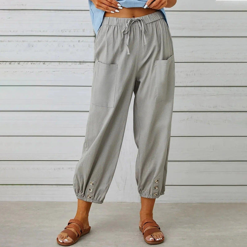 Leichte Sommer-Leinenhose mit Kordelzug & weitem Schnitt – Mira
