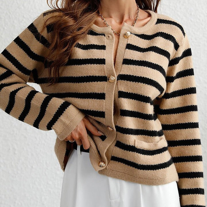 Striped Women's Autumn Cardigan – Leona