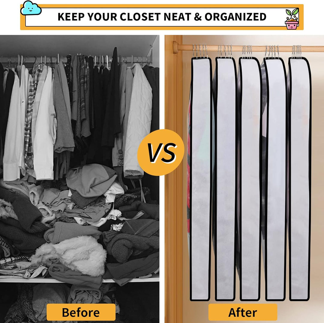 PEVA Garment Bag Set – 12-Pack Hanging Clothes Covers in 3 Sizes (Buy 1, Get 1 FREE)