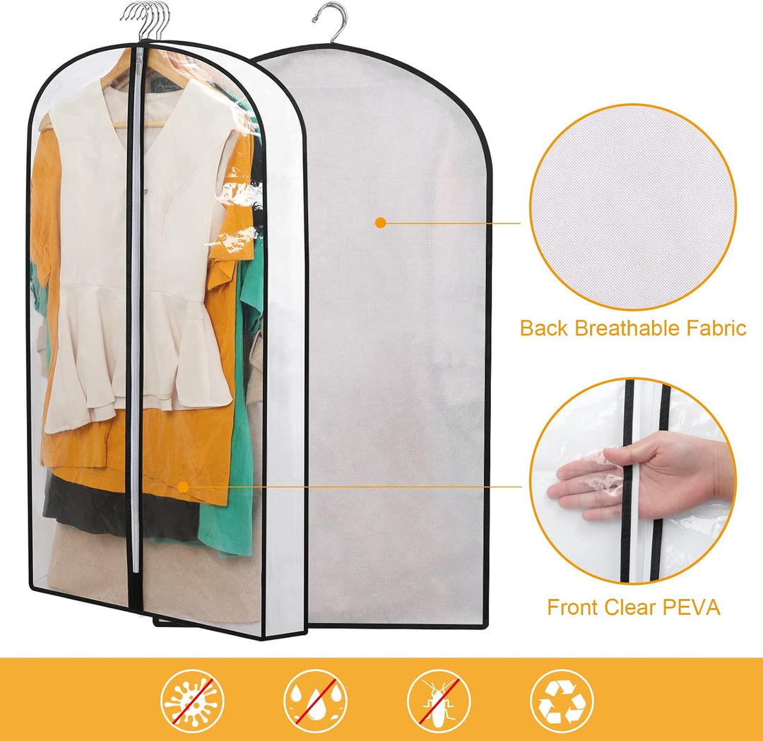 PEVA Garment Bag Set – 12-Pack Hanging Clothes Covers in 3 Sizes (Buy 1, Get 1 FREE)
