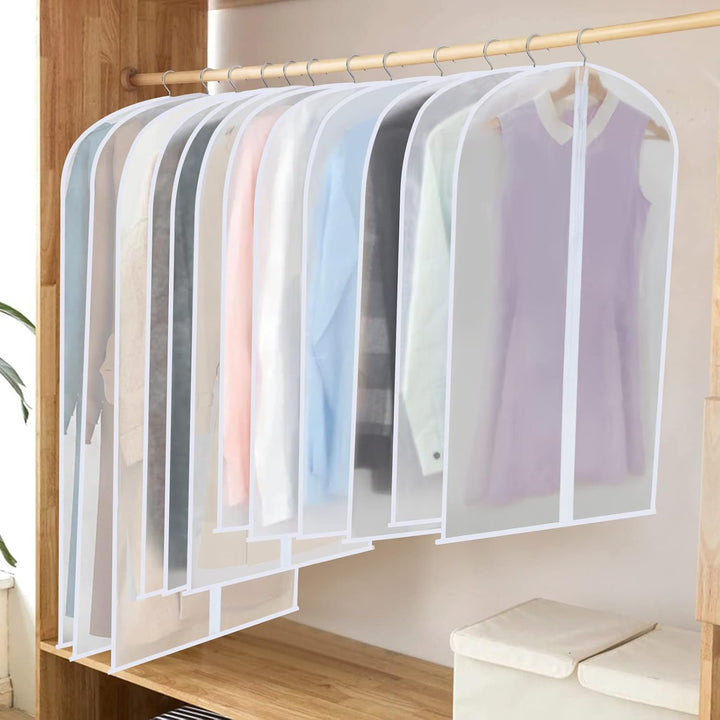 PEVA Garment Bag Set – 12-Pack Hanging Clothes Covers in 3 Sizes (Buy 1, Get 1 FREE)