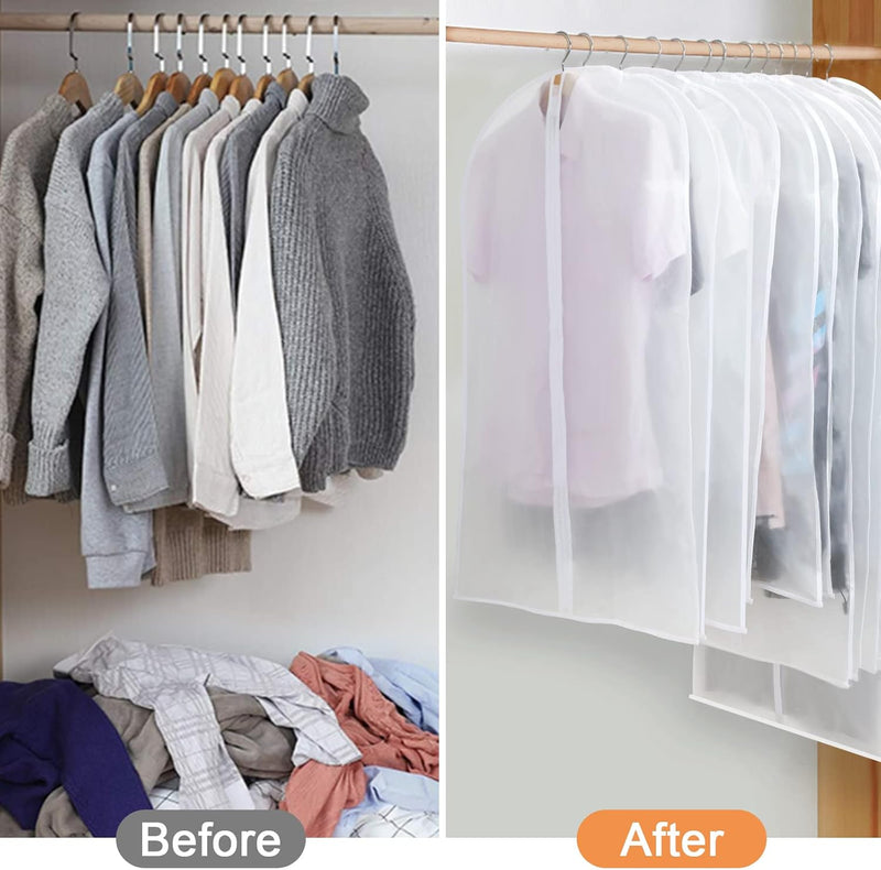 PEVA Garment Bag Set – 12-Pack Hanging Clothes Covers in 3 Sizes (Buy 1, Get 1 FREE)