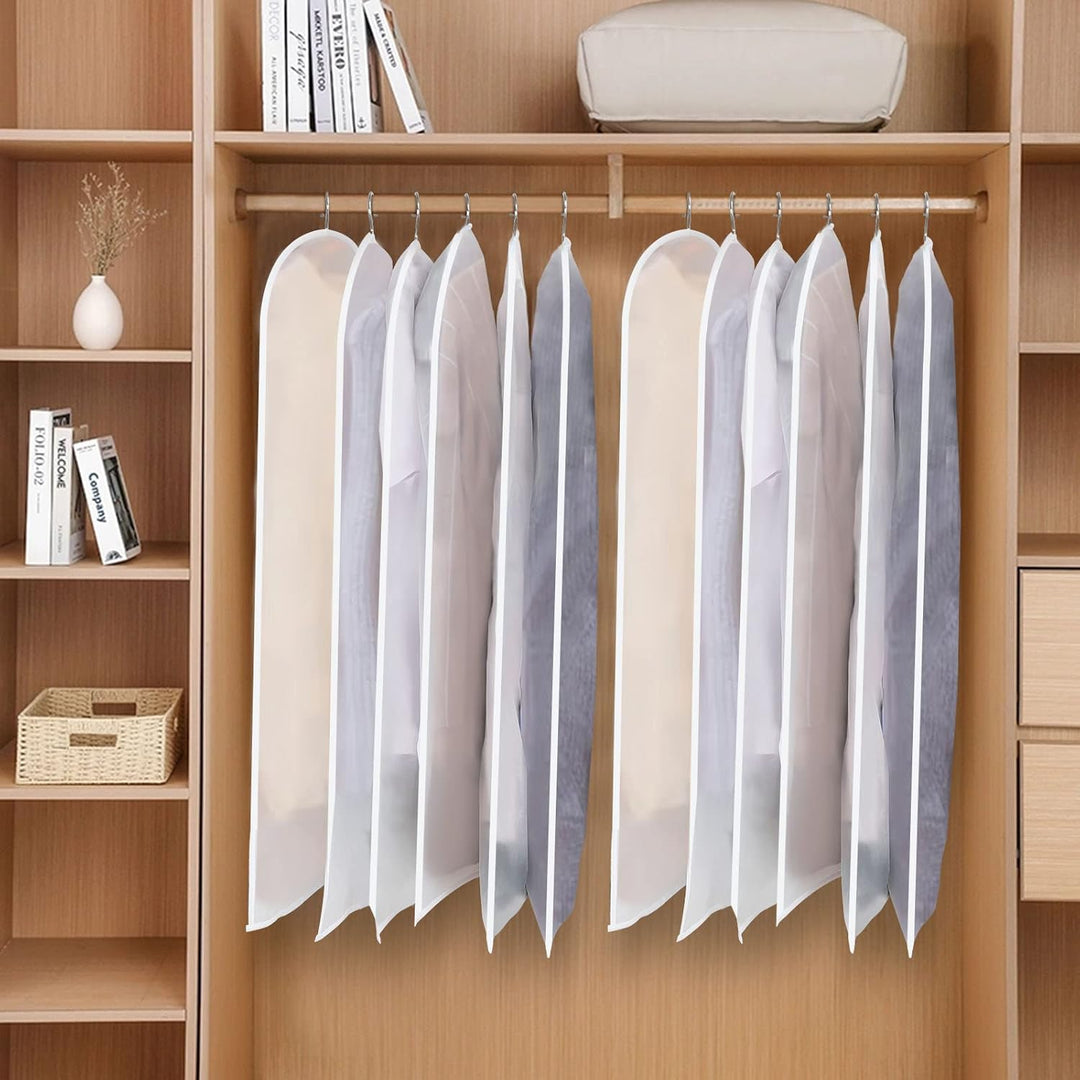 PEVA Garment Bag Set – 12-Pack Hanging Clothes Covers in 3 Sizes (Buy 1, Get 1 FREE)