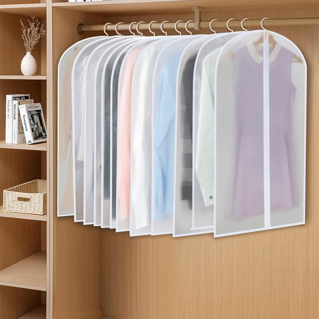 PEVA Garment Bag Set – 12-Pack Hanging Clothes Covers in 3 Sizes (Buy 1, Get 1 FREE)