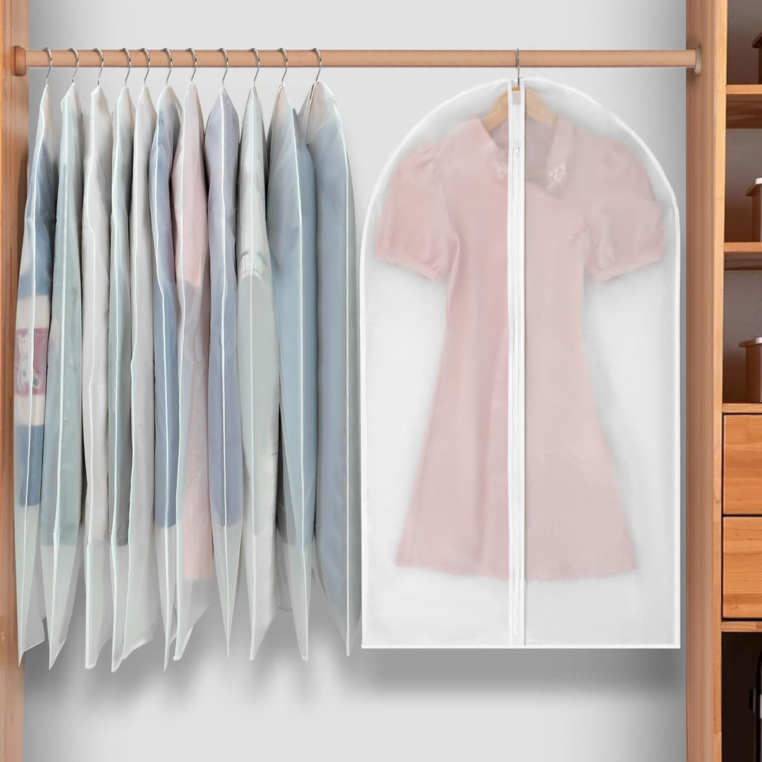 PEVA Garment Bag Set – 12-Pack Hanging Clothes Covers in 3 Sizes (Buy 1, Get 1 FREE)