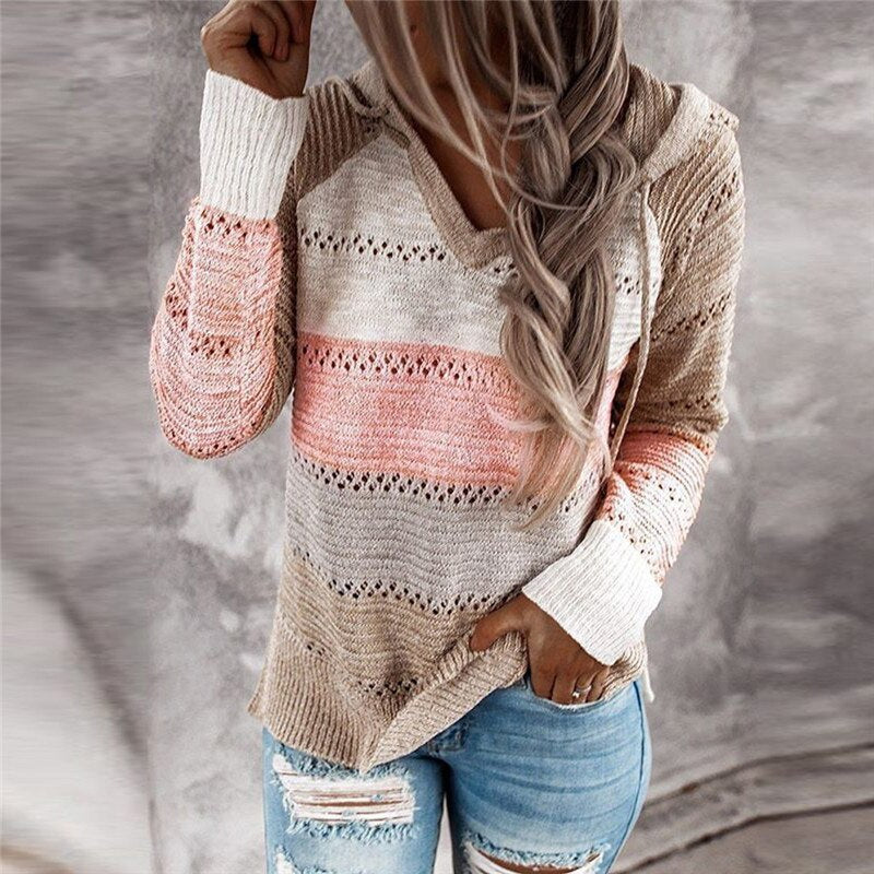 Lydia | Comfortable Patchwork Sweater with Hood