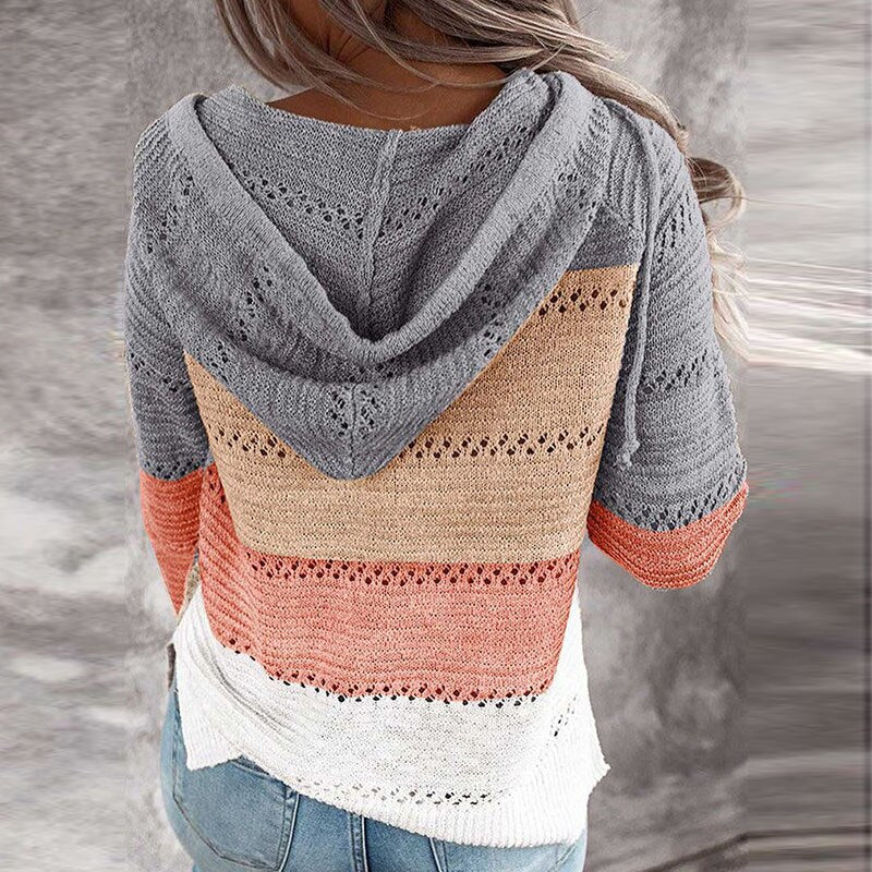Lydia | Comfortable Patchwork Sweater with Hood