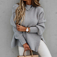 Sofia | Eleganter Pullover mit halbhohem Halsausschnitt, gestrickter Herbstpullover