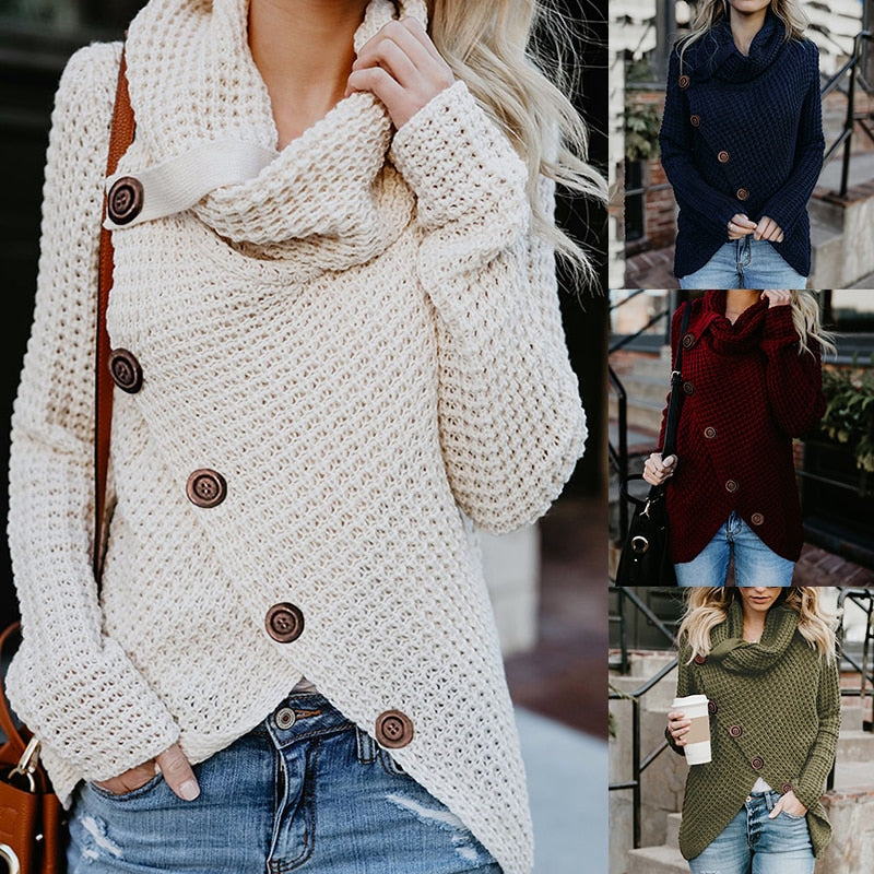 Hailey | Modern Asymmetrical Turtleneck Sweater with Stylish Details