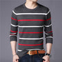 Herrenmode | Lässiger gestreifter Pullover mit O-Ausschnitt