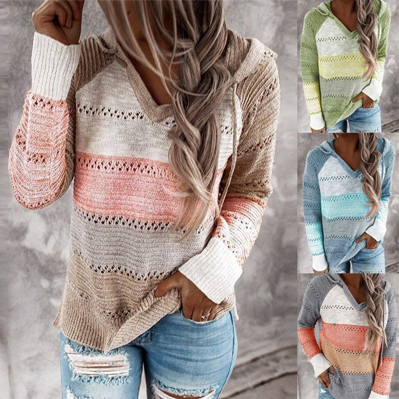 Lydia | Comfortable Patchwork Sweater with Hood