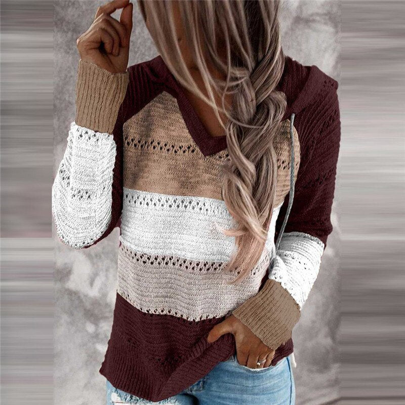 Lydia | Comfortable Patchwork Sweater with Hood