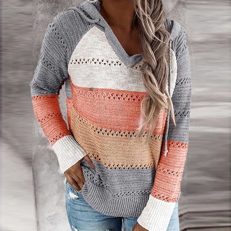 Lydia | Comfortable Patchwork Sweater with Hood