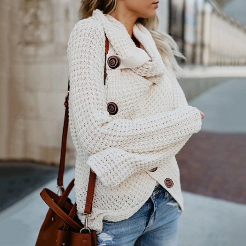 Hailey | Modern Asymmetrical Turtleneck Sweater with Stylish Details