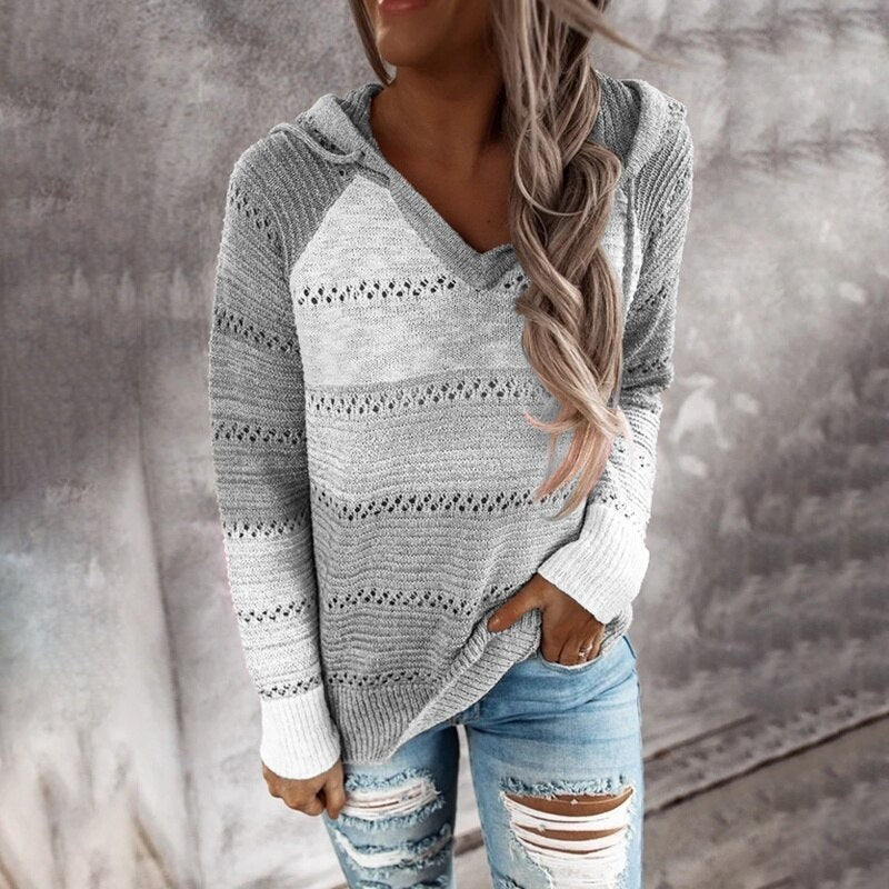 Lydia | Comfortable Patchwork Sweater with Hood