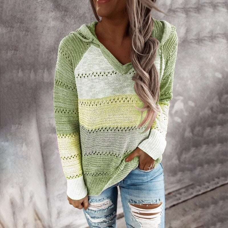 Lydia | Comfortable Patchwork Sweater with Hood