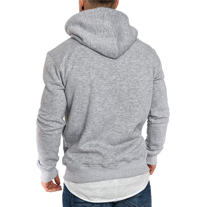 Casual hoodie for men – with kangaroo pocket and white drawstring