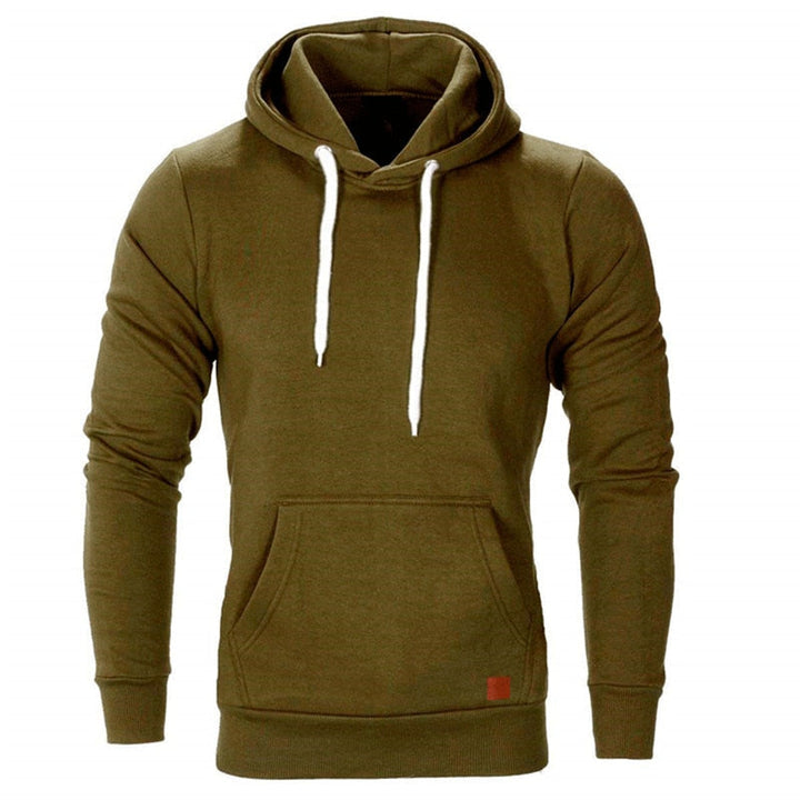 Casual hoodie for men – with kangaroo pocket and white drawstring